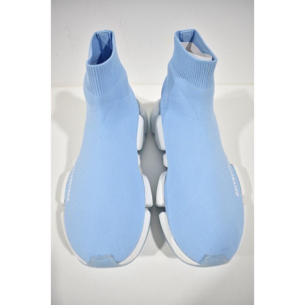 Balenciaga Speed 2.0 Sock Light Blue White High Top Knit Pull Trainer Sneaker 36 - Picture 7 of 12